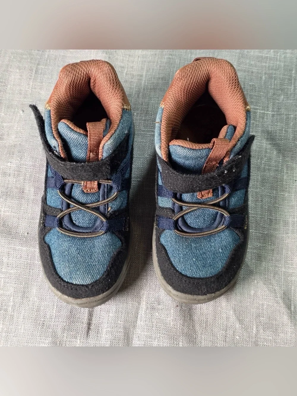 OshKosh B'gosh Toddler Boys High Top Sneakers Shoes Denim Brown Size 7M Camino